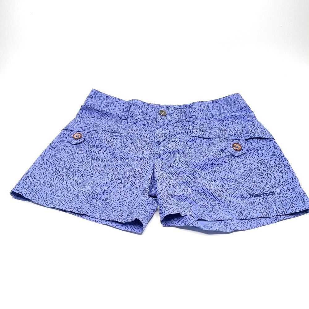 MARMOT Purple Blue Geometric Design Lightweight Hiking Shorts Women's Size 6